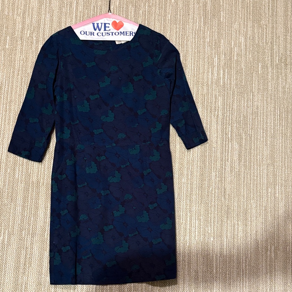Elegant Women's Dark Blue and Green corduroy dress